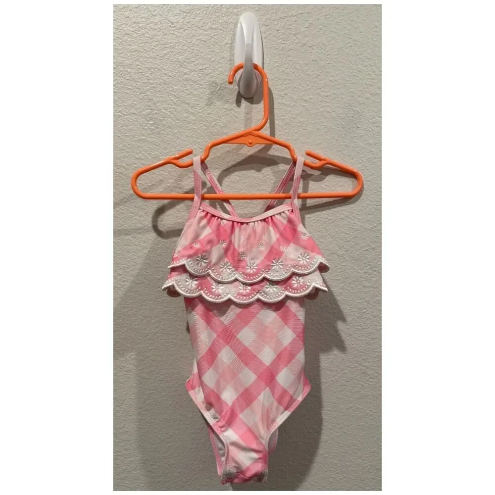 CROWN AND IVY BABY Gingham One Piece Baby Girl Swimsuit